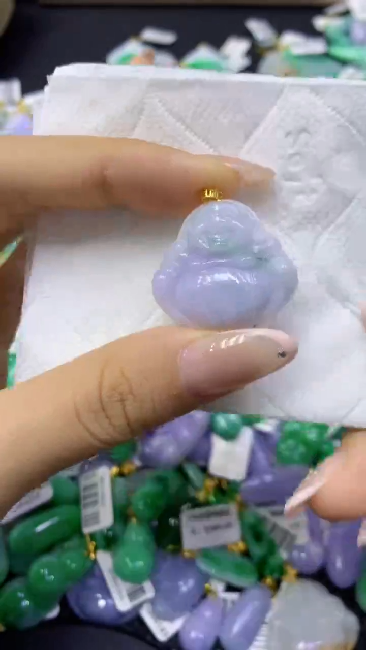 颈饰18K金镶嵌翡翠天然缅甸翡翠A货