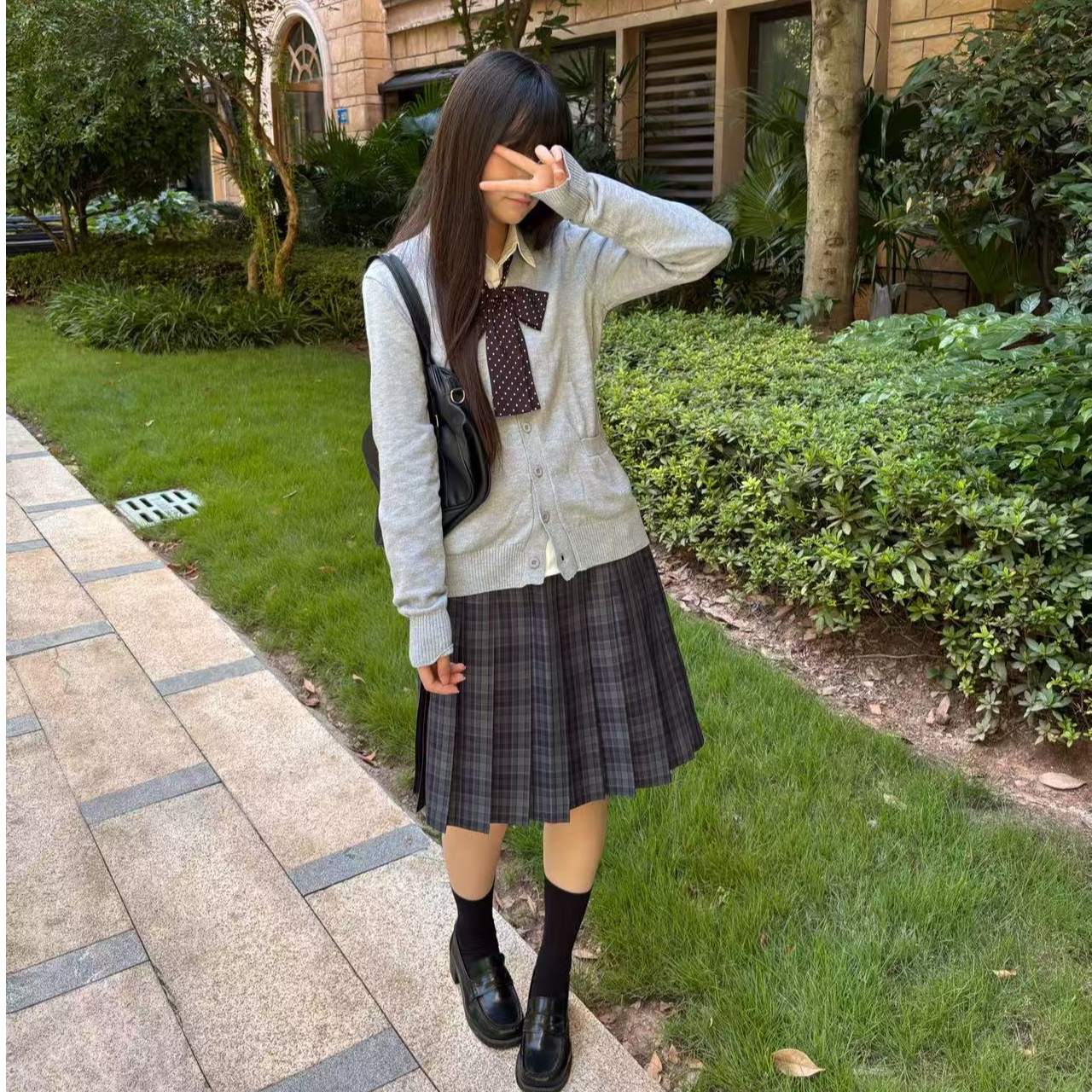 【海苔格裙】JK格裙大码半身裙衬衫制服套装jk百搭洋气衣服女半身裙