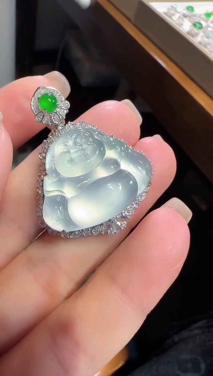 【闪购商品】翡翠颈饰18K金镶嵌佛公