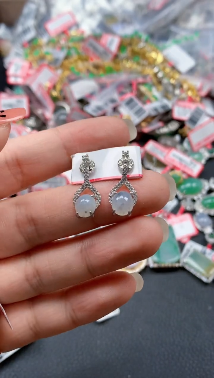 银S925镶嵌戒指翡翠天然A货缅甸翡翠