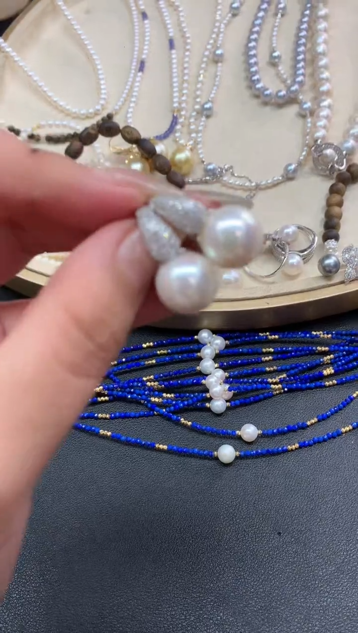 银S925镶嵌耳饰淡水珍珠A380|多样性发货一件|499