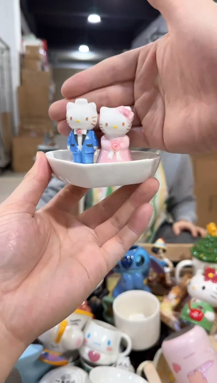 瓷片原盒kt猫结婚首饰盘