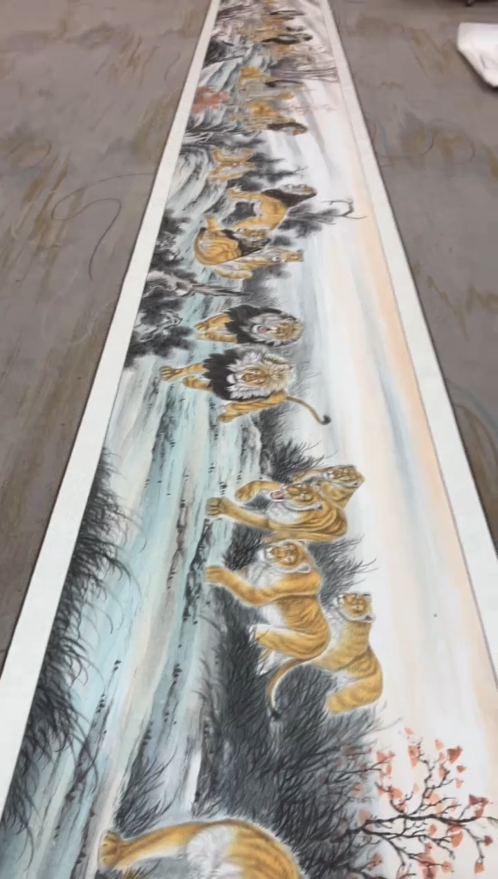 【闪购商品】国画1.23-郑志宗长卷-百狮95