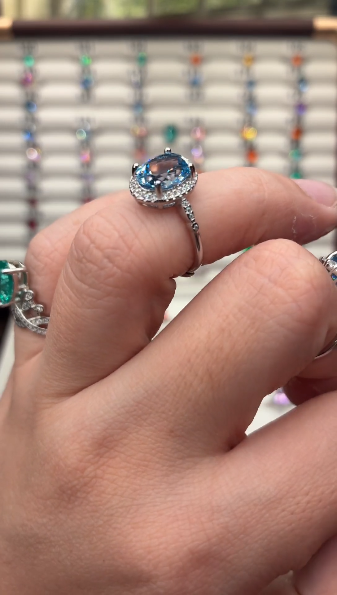 银S925镶嵌戒圈海蓝宝石121