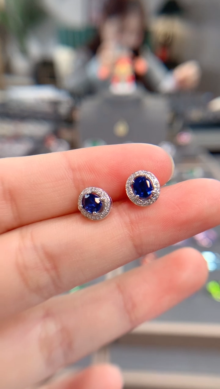 【闪购商品】蓝宝石耳饰14K金镶嵌蓝宝石