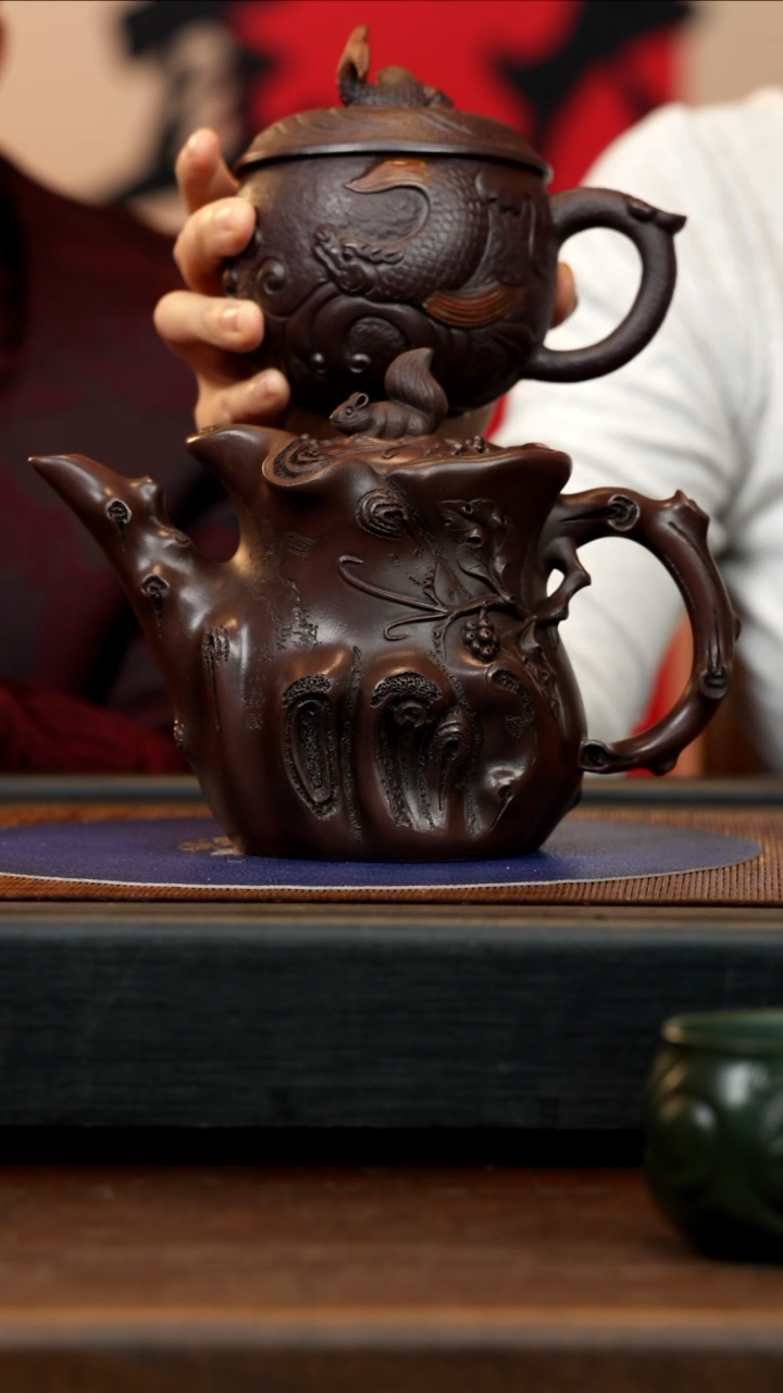 【闪购商品】紫砂茶壶ZCP 甲紫泥 树桩 570cc