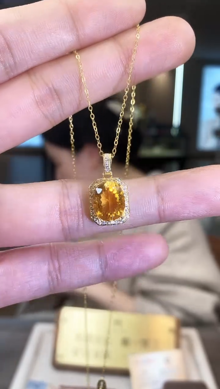 项链银S925镶嵌水晶09天然宝石