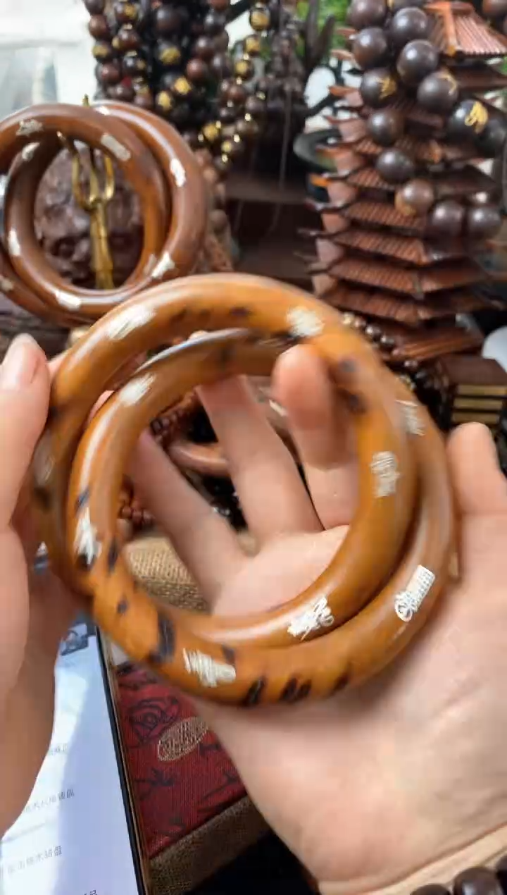 【闪购商品】木枣木雷焦镶银五雷80乾坤圈一物一拍B