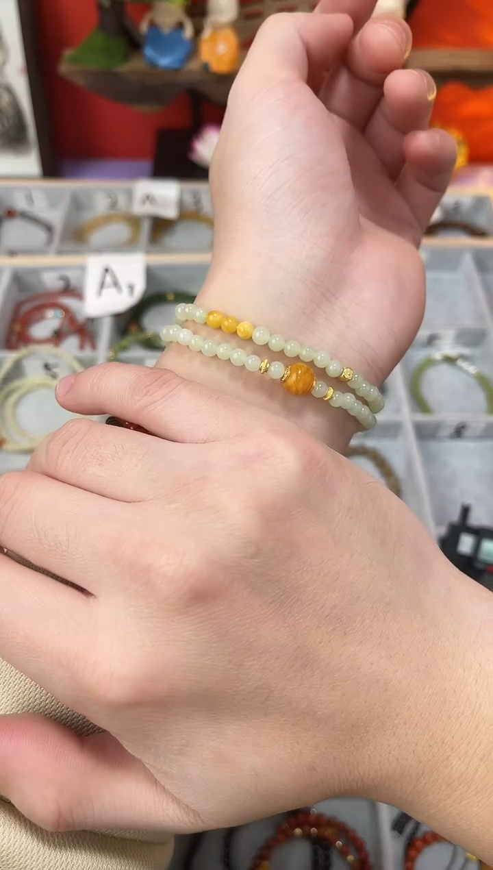 【闪购商品】和田玉手串未镶嵌和田玉双圈QF-B07（多样性发一）