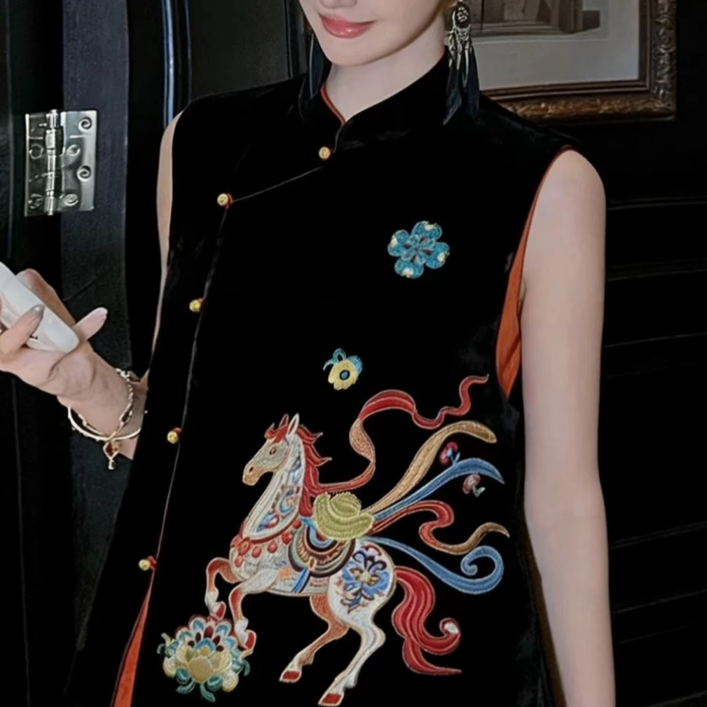 【深圳南油二姐】秋季新款新中式复古时尚小马马甲251218