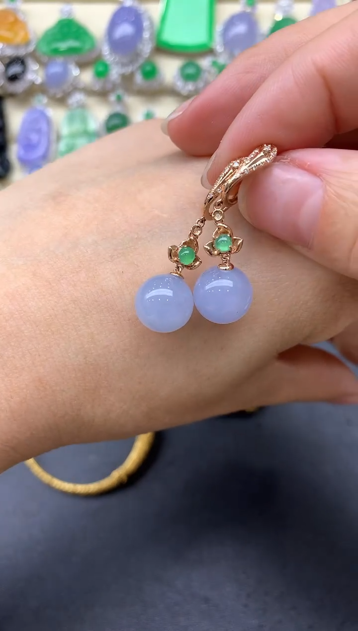 【闪购商品】翡翠耳饰18K金镶嵌549-中国好珍宝