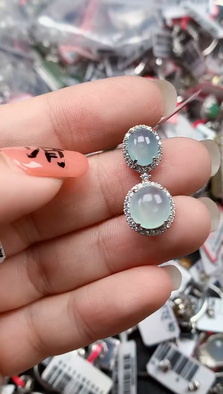 银S925镶嵌戒指翡翠天然A货缅甸翡翠