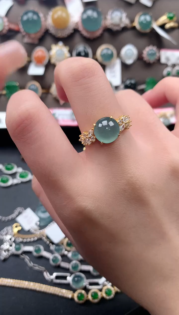 【闪购商品】翡翠戒指银S925镶嵌52141