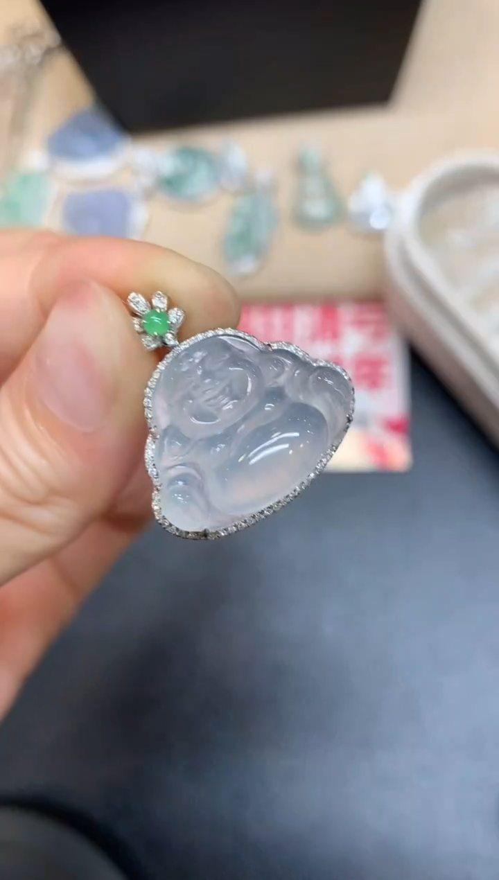 【闪购商品】翡翠吊坠(不含链)18K金镶嵌佛公【无服务费