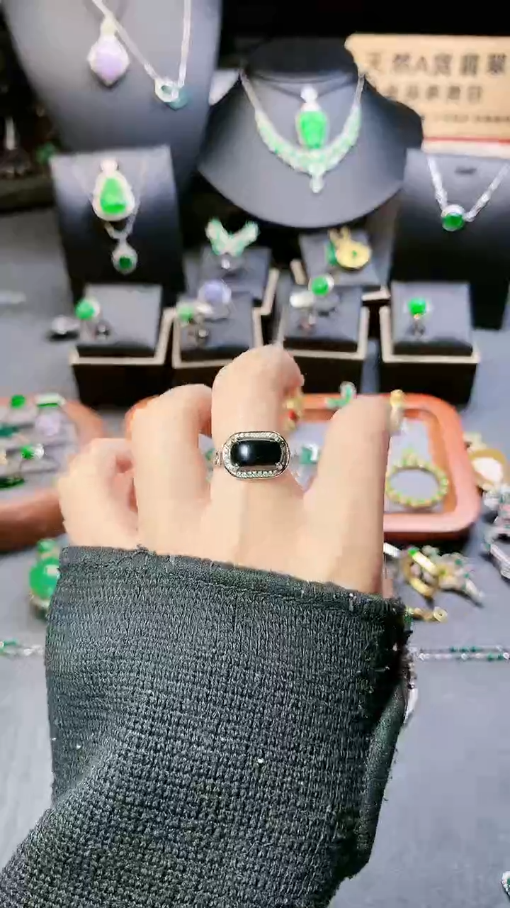 【闪购商品】翡翠戒指银S925镶嵌戒指