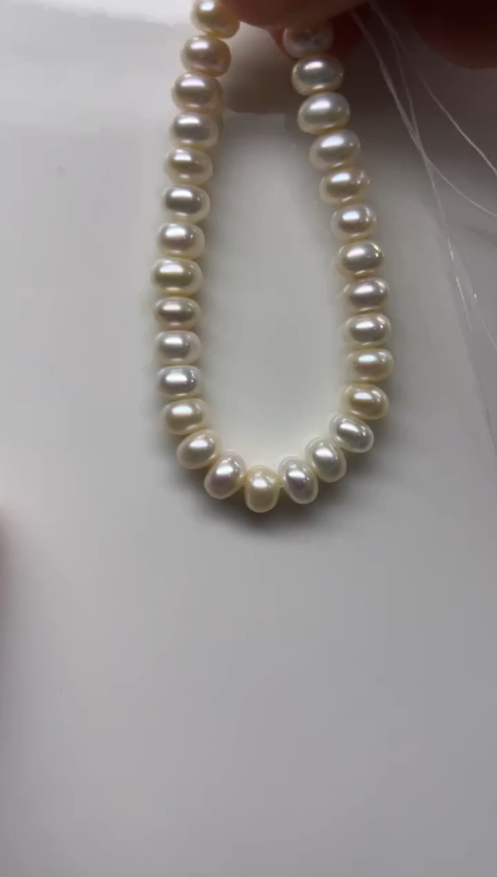 银S925镶嵌手链淡水珍珠白色馒头珠7-8mm