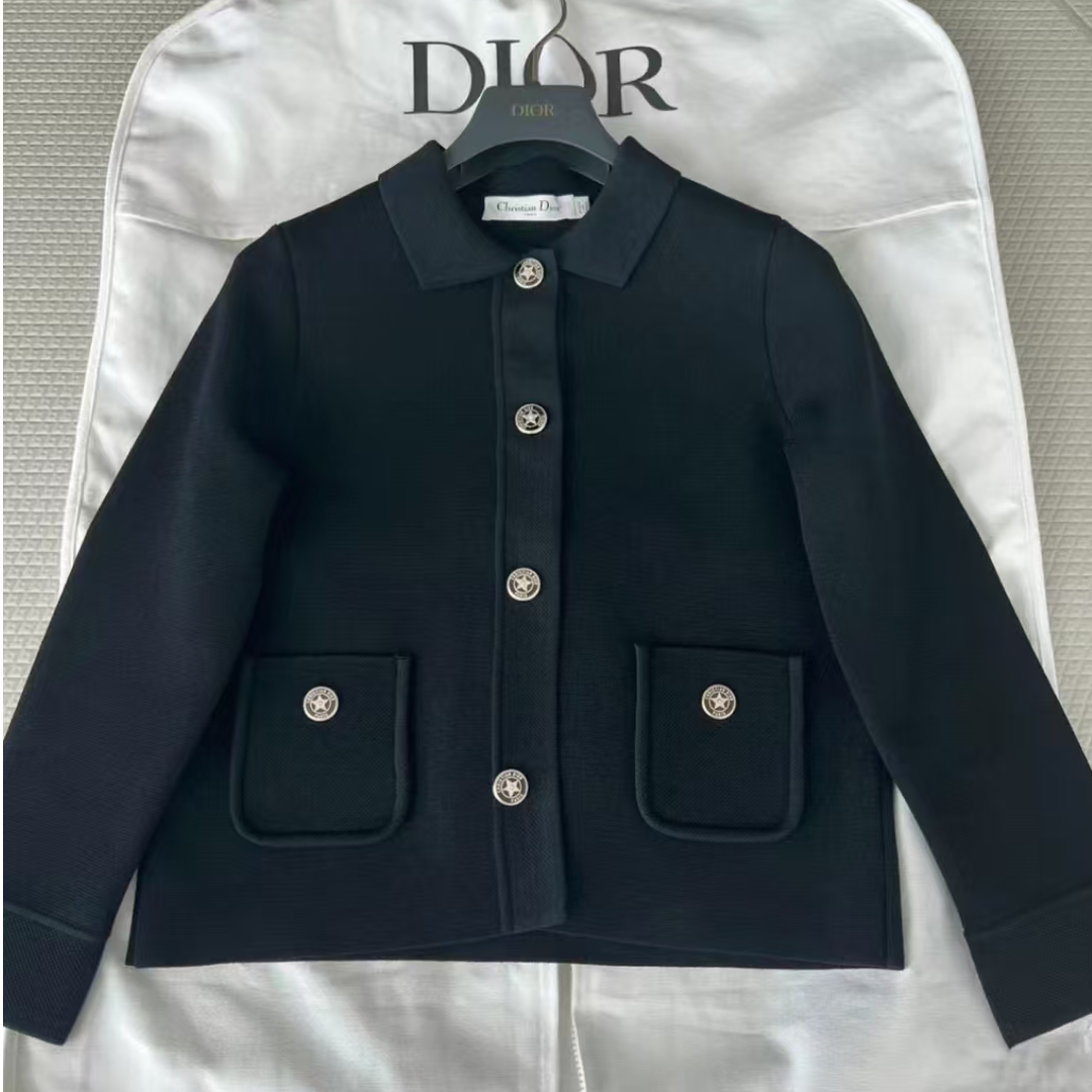 未使用 DIOR/迪奥 Dior 长袖排扣外套 黑色38