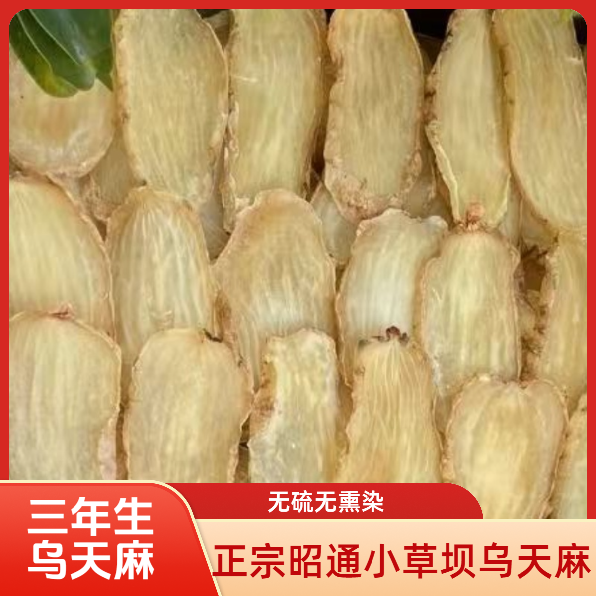 【大果切片】云南小草坝乌天麻三年老天麻干片无硫无熏染滋补煲汤