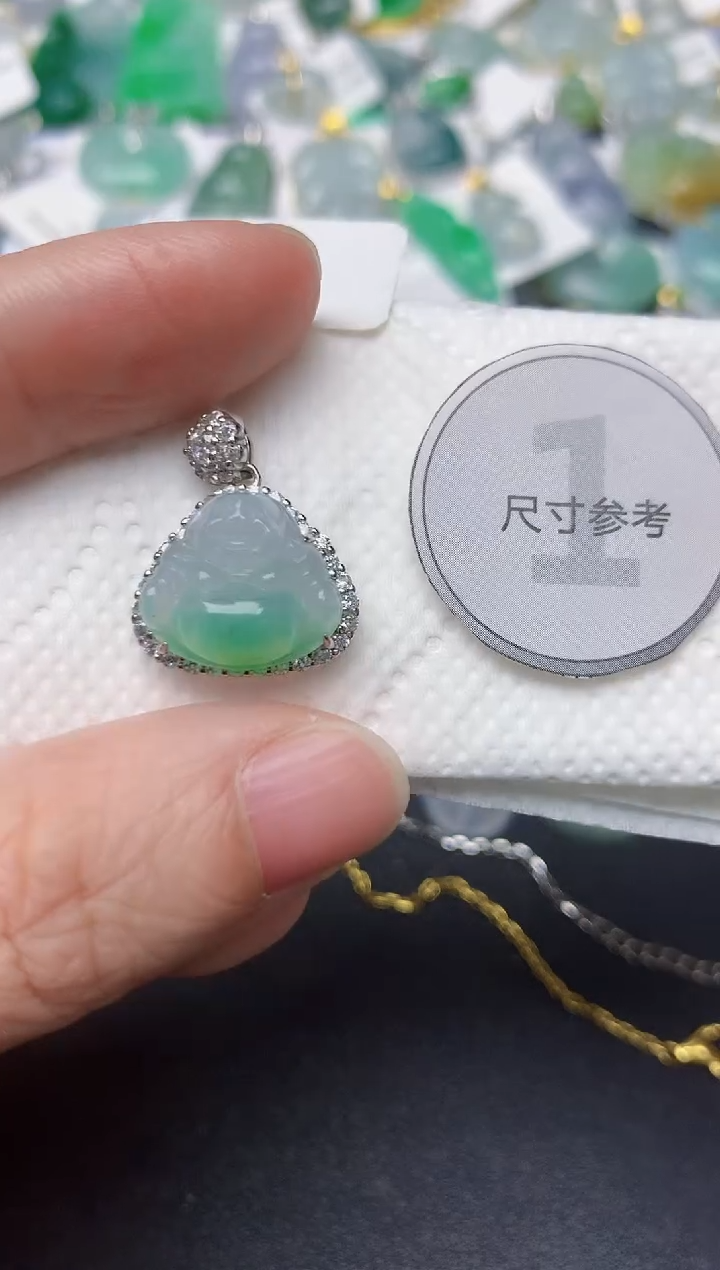 颈饰银S925镶嵌翡翠天然翡翠A货