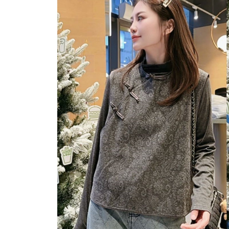 冬季新款新中式国风气质休闲时尚大气盘口斜襟百搭马甲3839