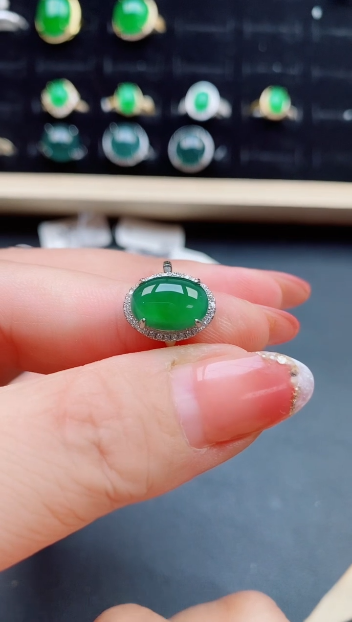 【闪购商品】翡翠戒指银S925镶嵌5085
