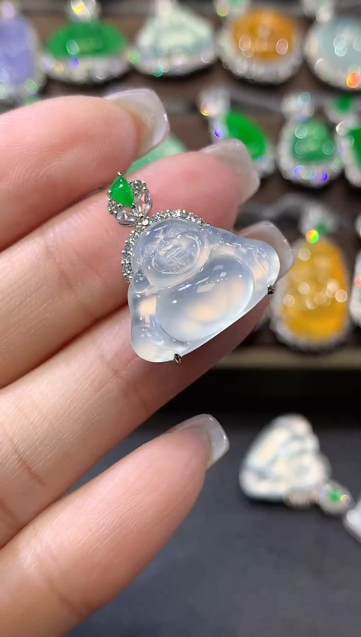 翡翠18K金镶嵌吊坠(不含链)D26