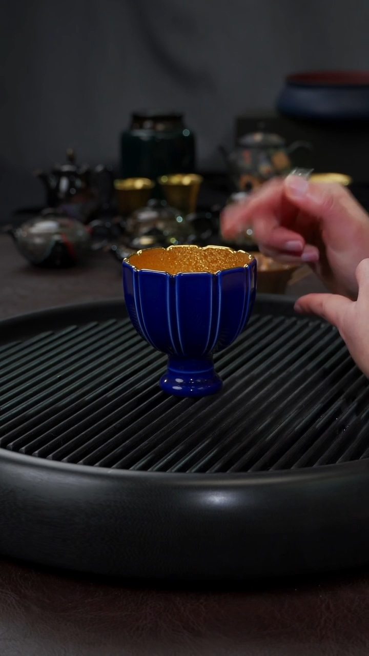 【闪购商品】杯【宜景窑蓝宝王子鎏金系列】映月