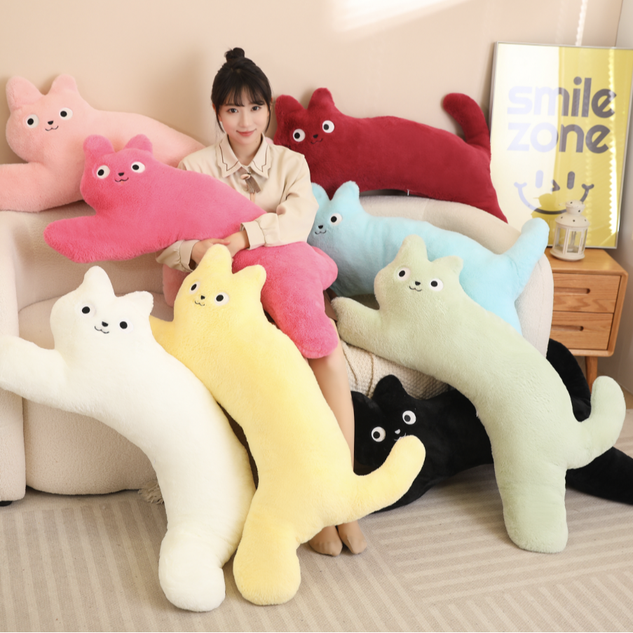 可爱卡通猫条包枕一个毛绒玩具抱枕超软腰靠靠垫