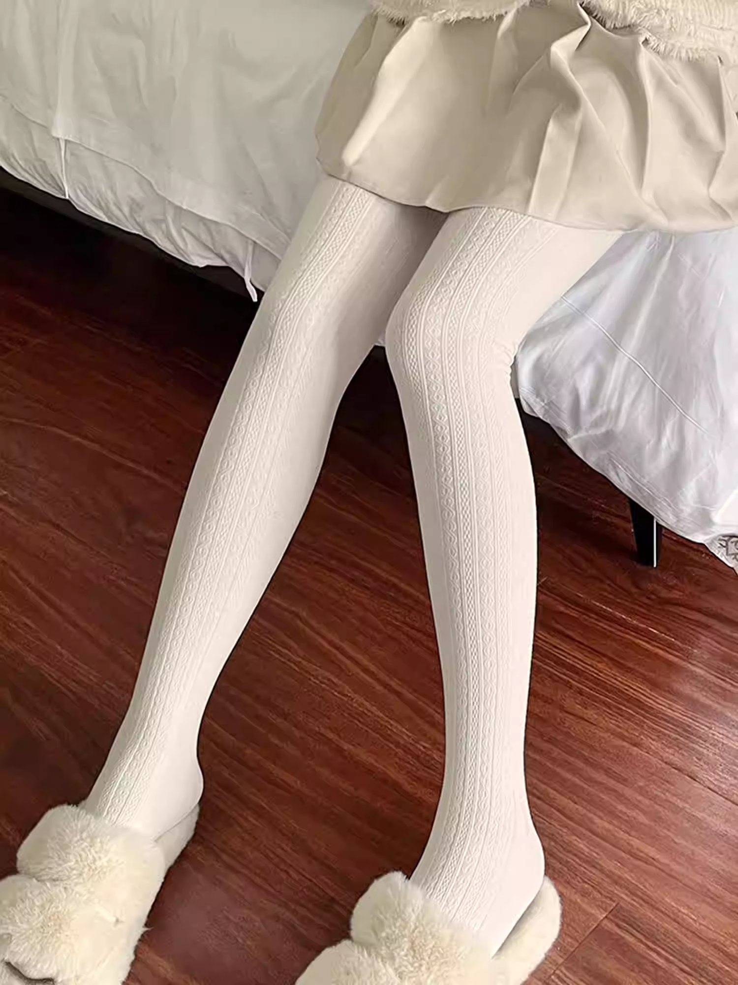 臻袜麻花平纹打底袜女外穿早秋遮肉保暖竖条纹高腰收腹打底裤