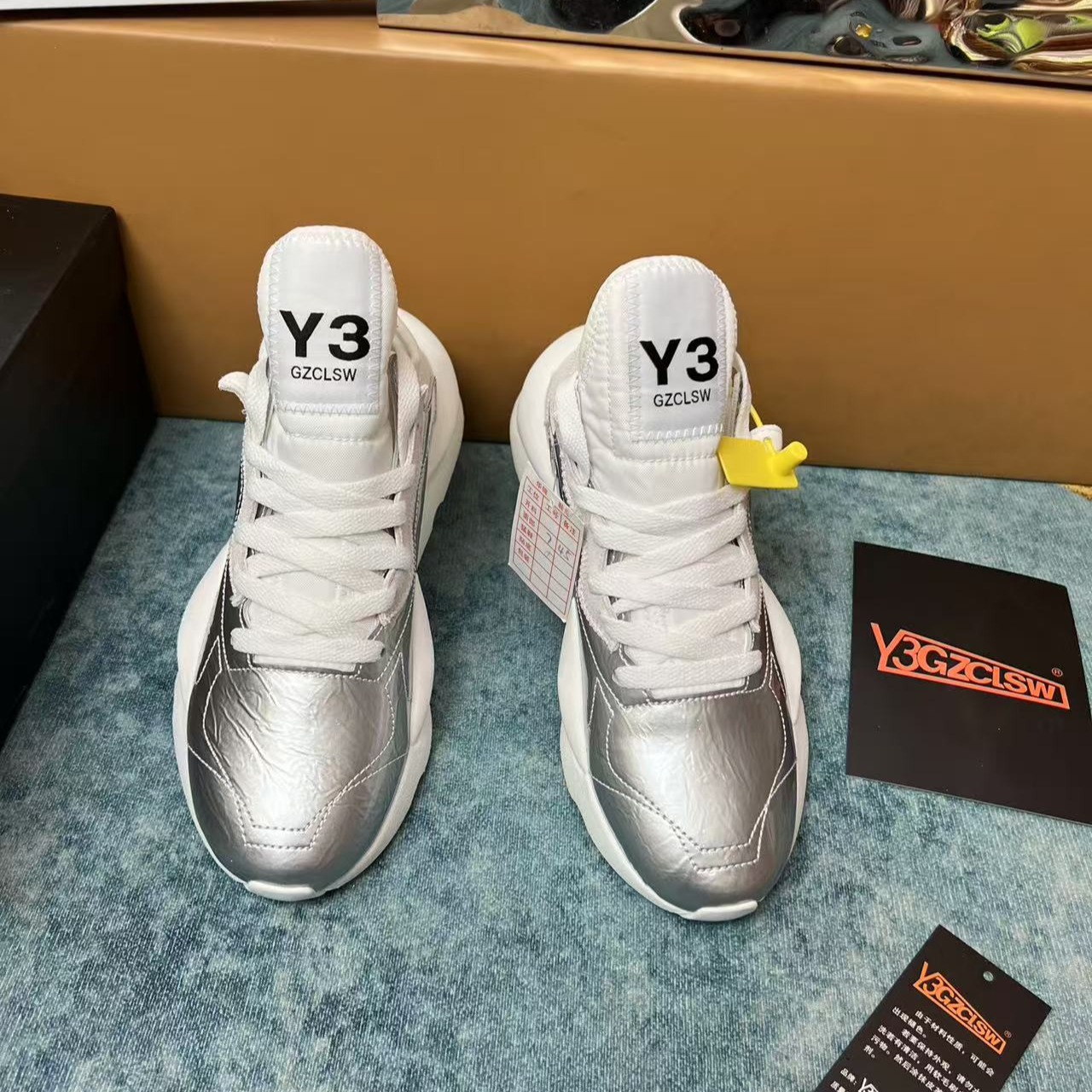 Y3GZCLSW潮鞋男女同款厚底时尚拼色老爹鞋正品银色休闲鞋四季通用