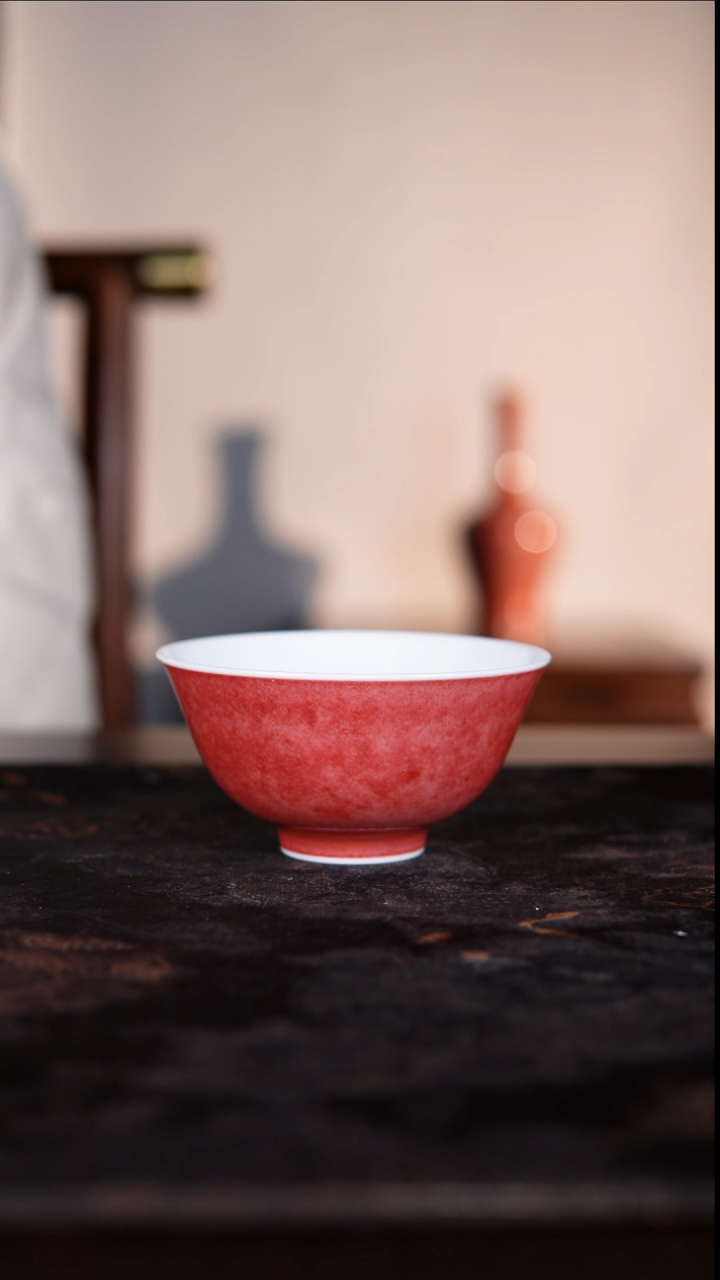 杯子白泥豇豆红陶瓷纯手工