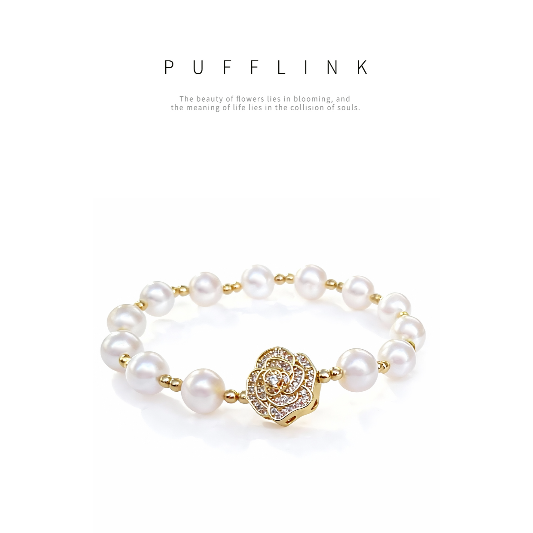 手链 新款珍珠玫瑰手链女生礼物小香风气质轻奢时尚百搭法式小众