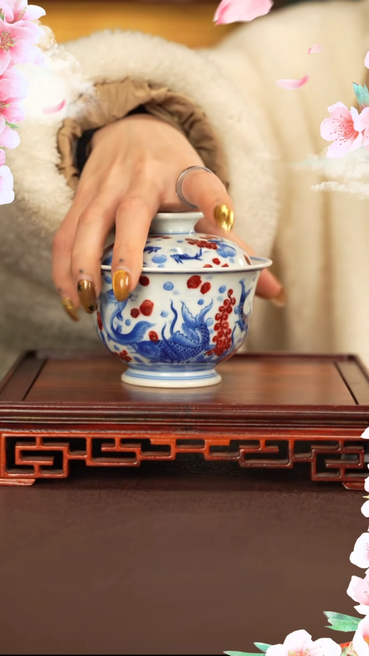 【闪购商品】盖碗永明尚玩景德镇手工手绘陶瓷