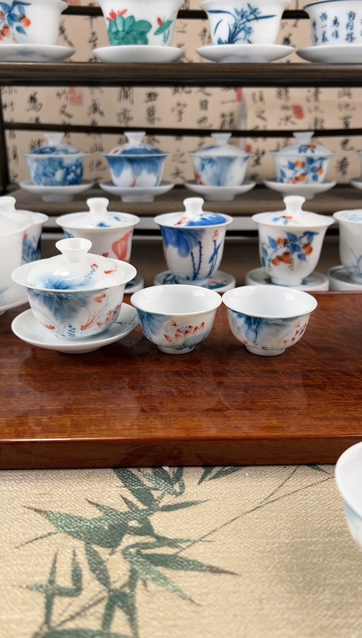 微瑕蓝莲80ml三才盖碗+小和顺杯2个