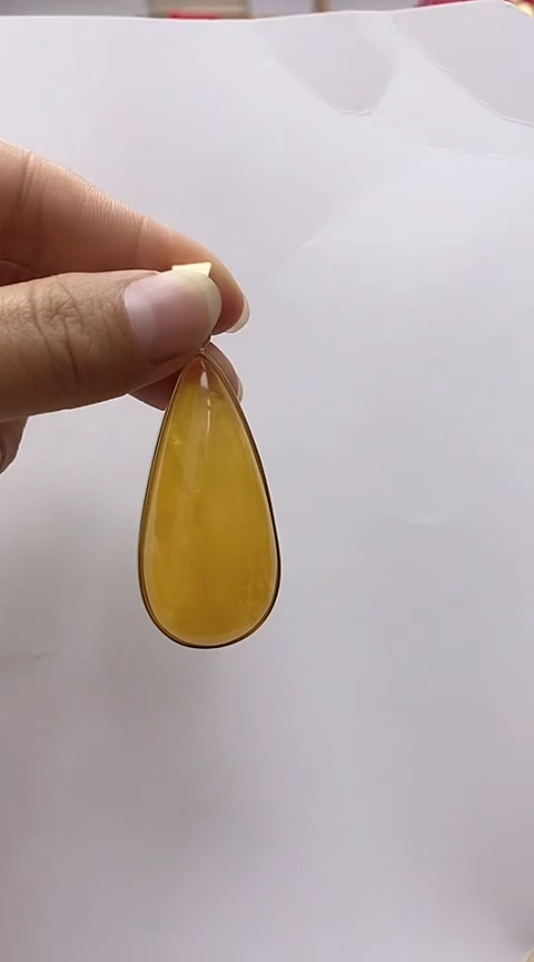 【闪购商品】琥珀裸石银S925镶嵌蜜蜡吊坠