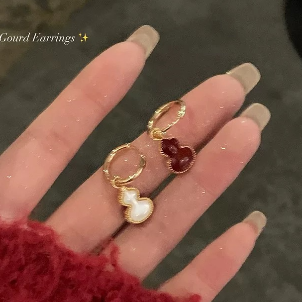 铜合金耳饰 红色福禄双面新年葫芦耳环女气质款R-2263