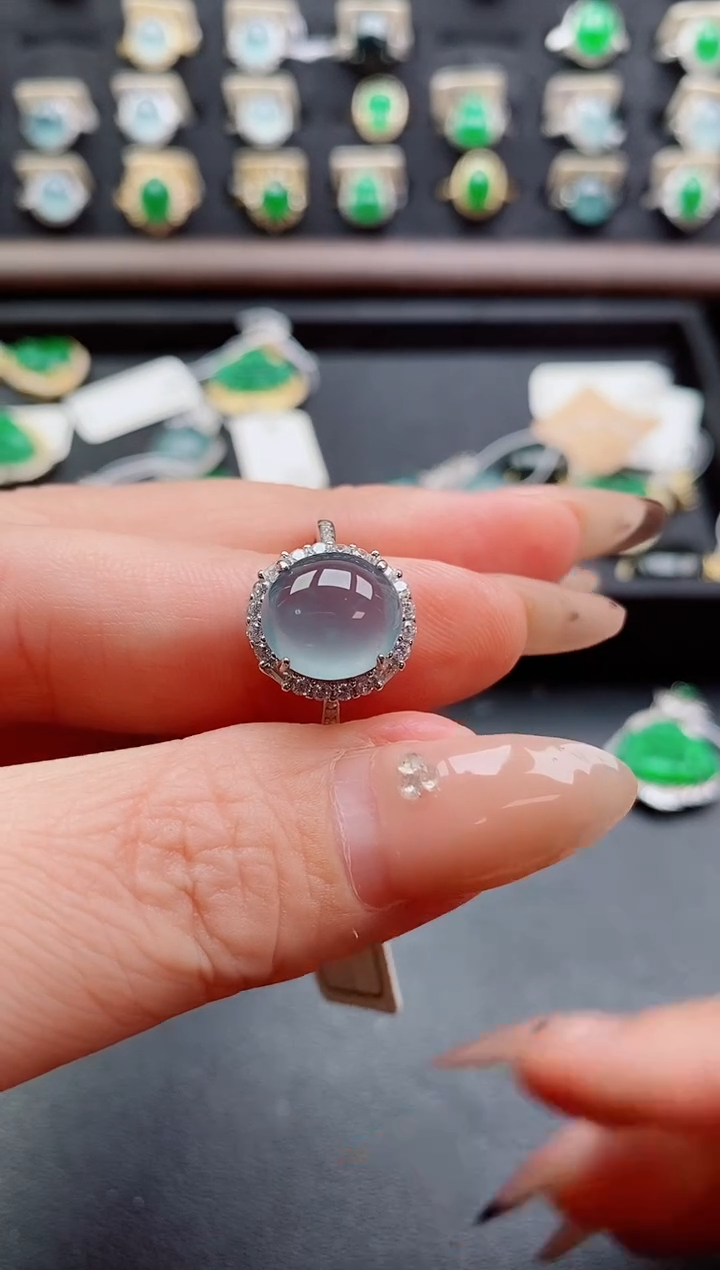 银S925镶嵌戒指翡翠1