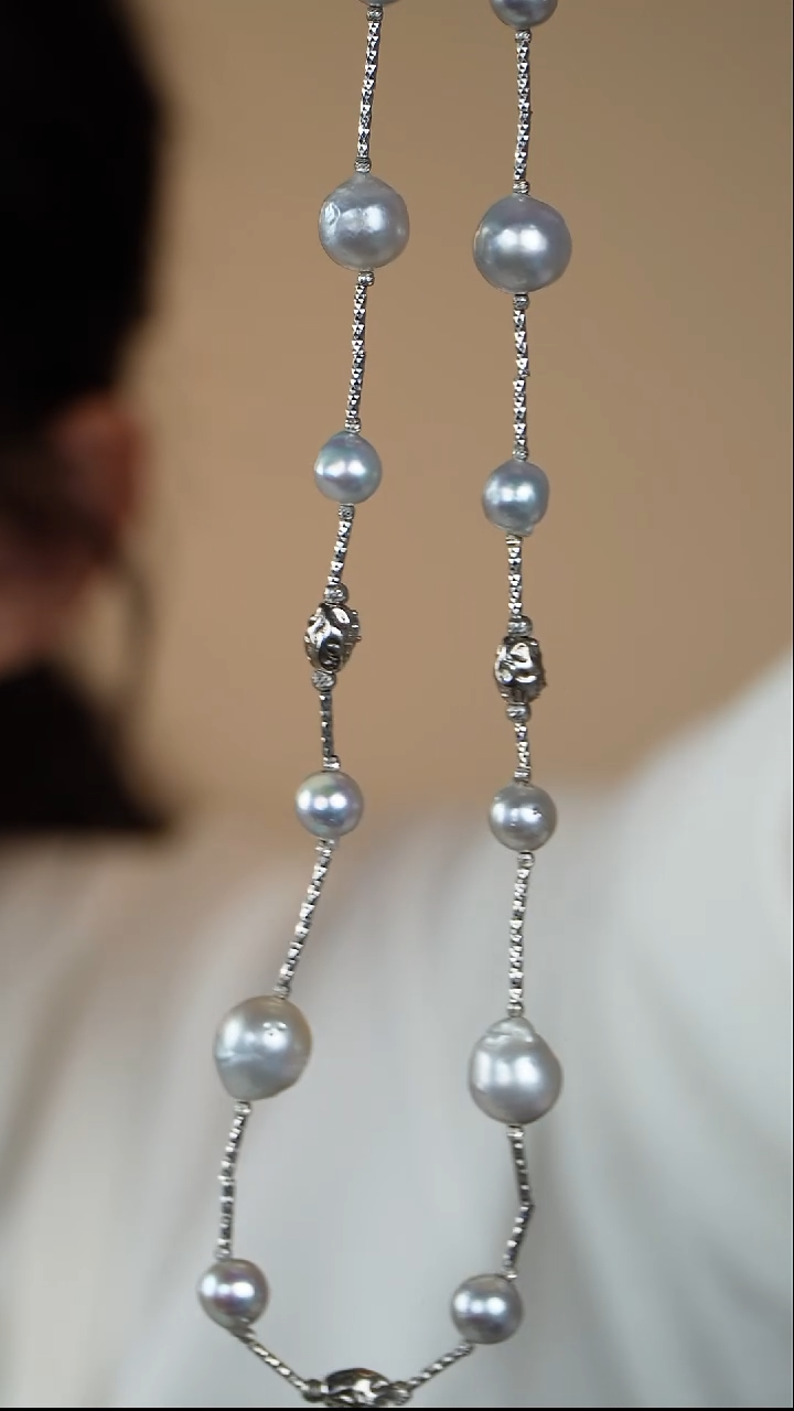 【闪购商品】海水珍珠颈饰银S925镶嵌澳白设计款项链