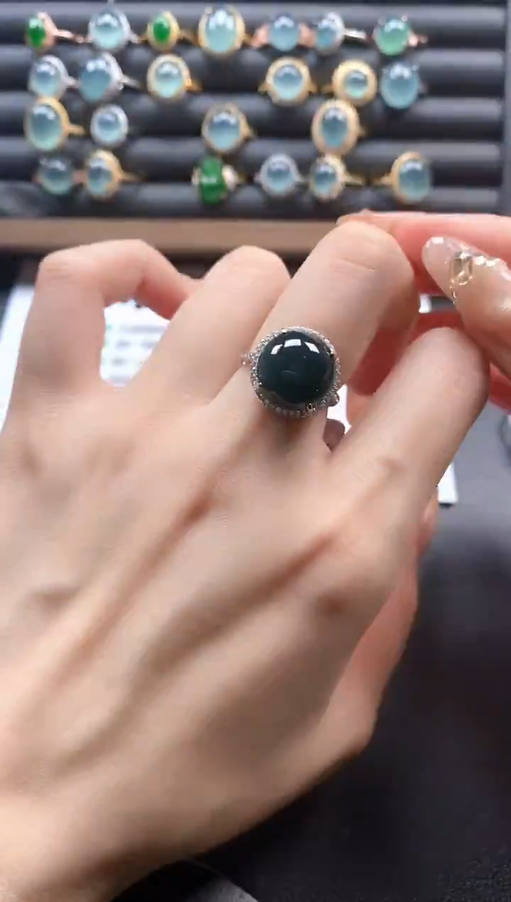 银S925镶嵌戒指翡翠51511