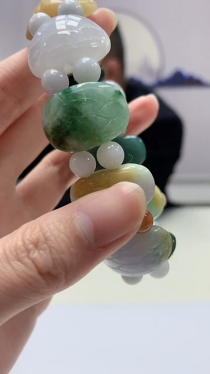 【闪购商品】定制翡翠未镶嵌4969zm-毛货手串66