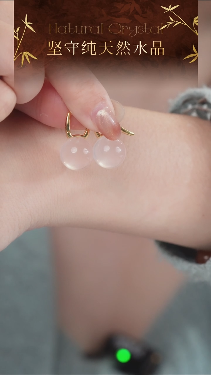 银S925镶嵌耳饰水晶高品纯天然星光冰马粉设计款耳饰