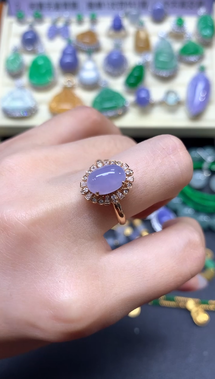 【闪购商品】翡翠18K金镶嵌戒指戒指|4400+440