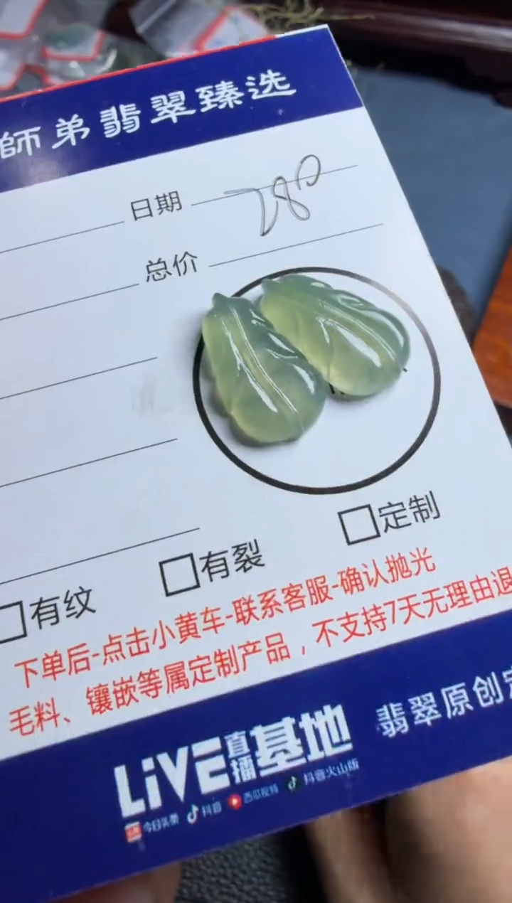 未镶嵌定制翡翠一对羽毛