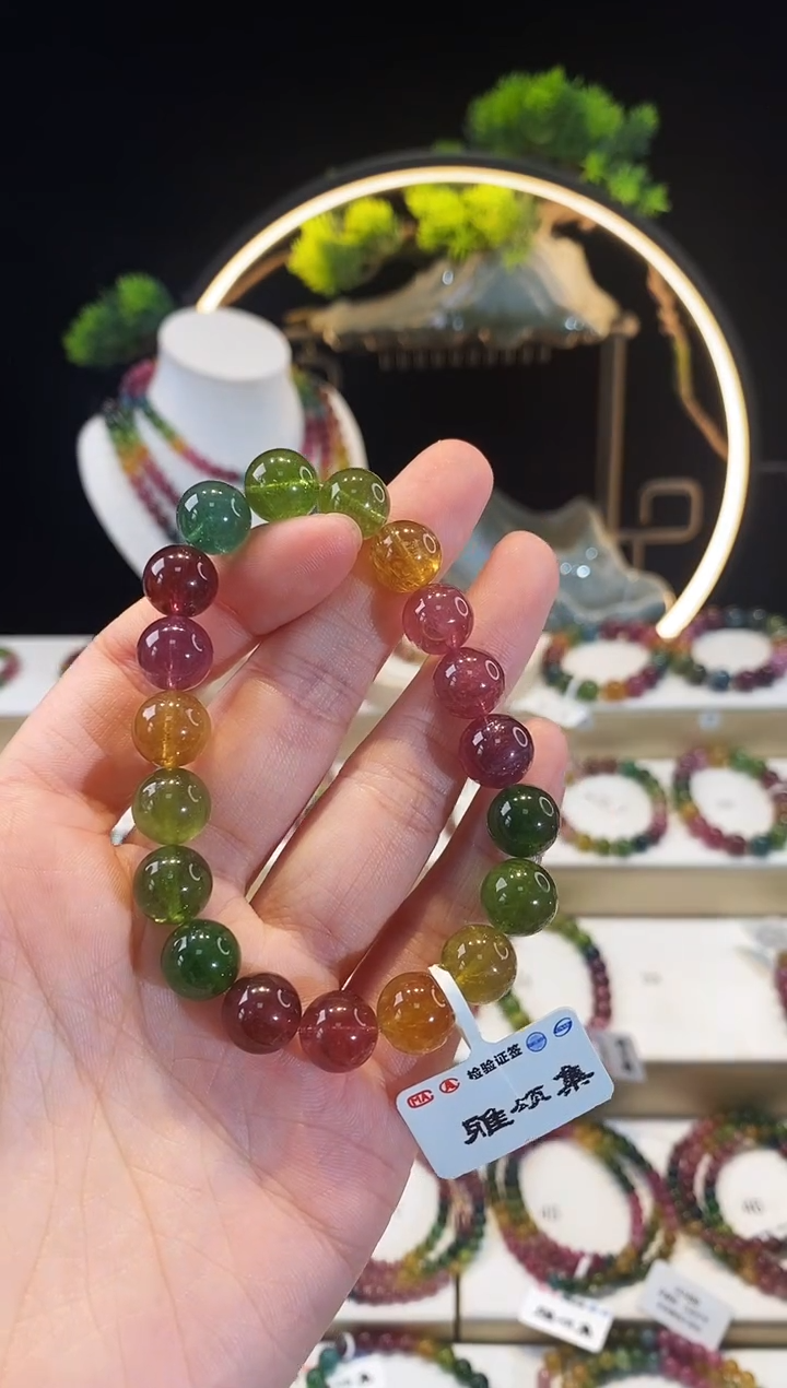 【闪购商品】碧玺手链银S925镶嵌   G2398素圈颜色微差