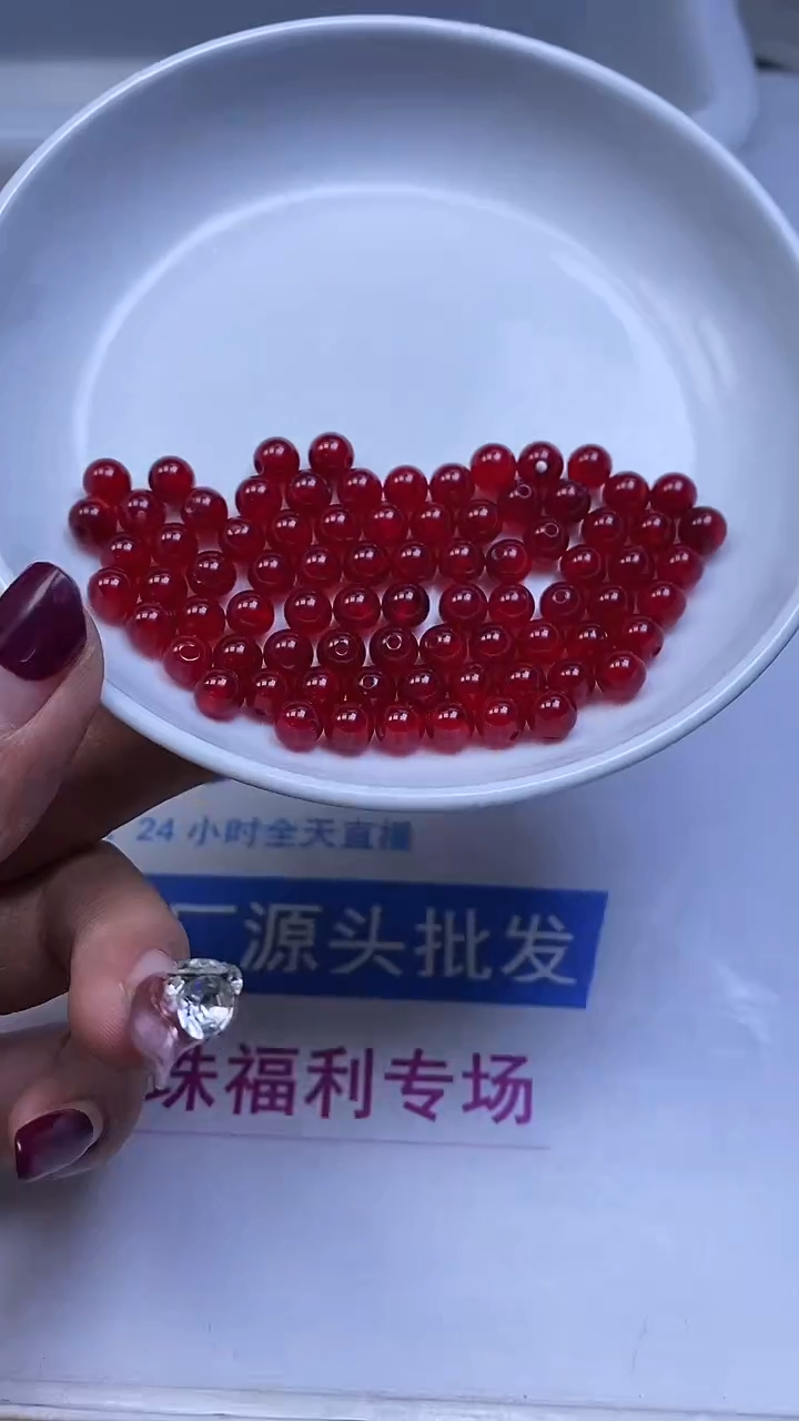 未镶嵌散珠玛瑙/玉髓B556 缅甸鸽血红6mm15颗8.8元