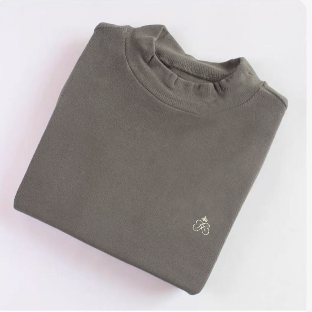 9906竖条纹半高领毛加厚双面磨毛百搭灰色半高领打底衫女T恤