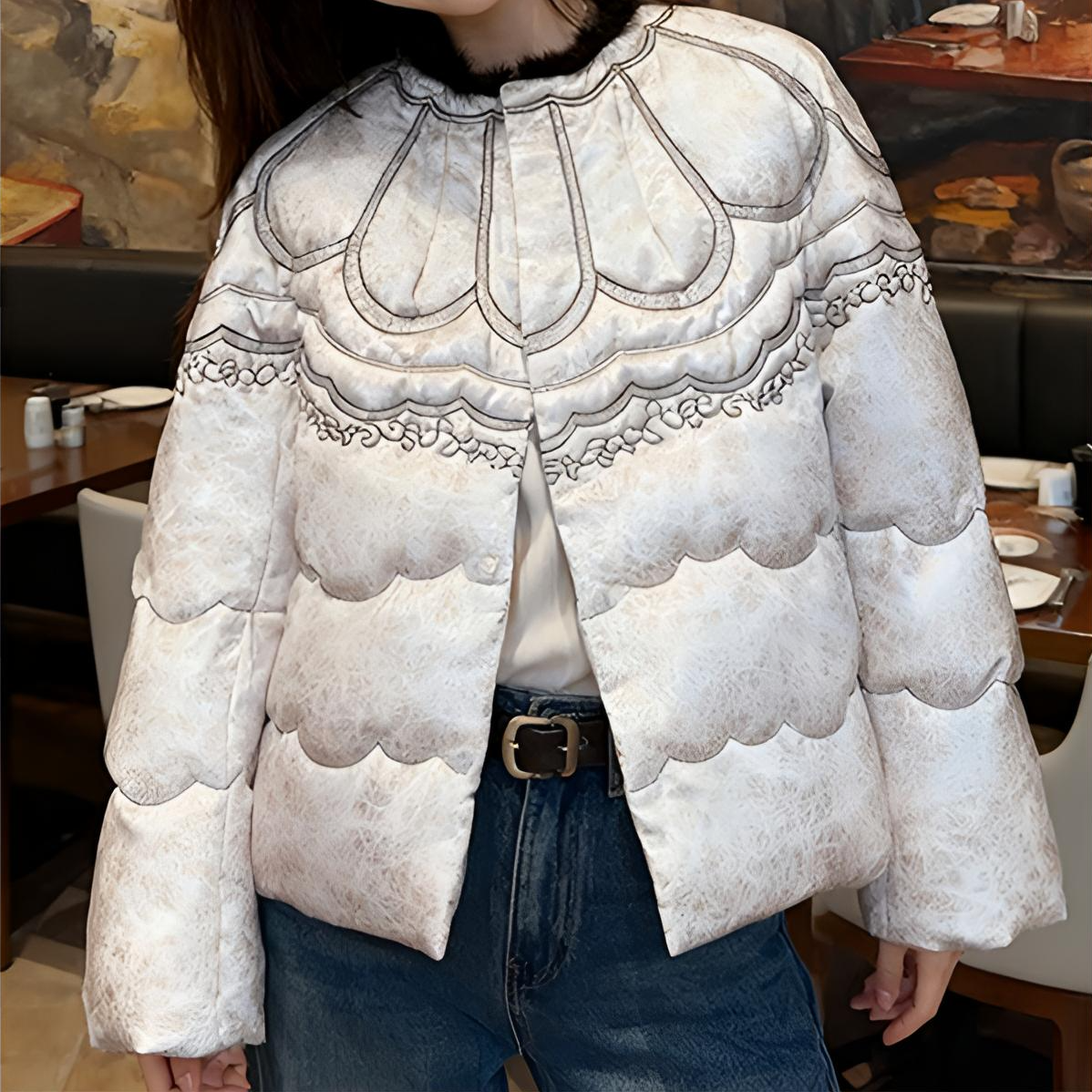 2026冬季新中式国风立领短款棉服女刺绣木耳边减龄显瘦小个子外套