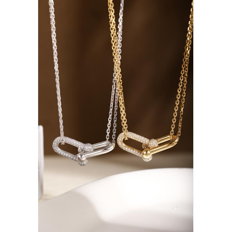 18K金钻石双U项链 CZ (定制品质48小时鉴赏期)