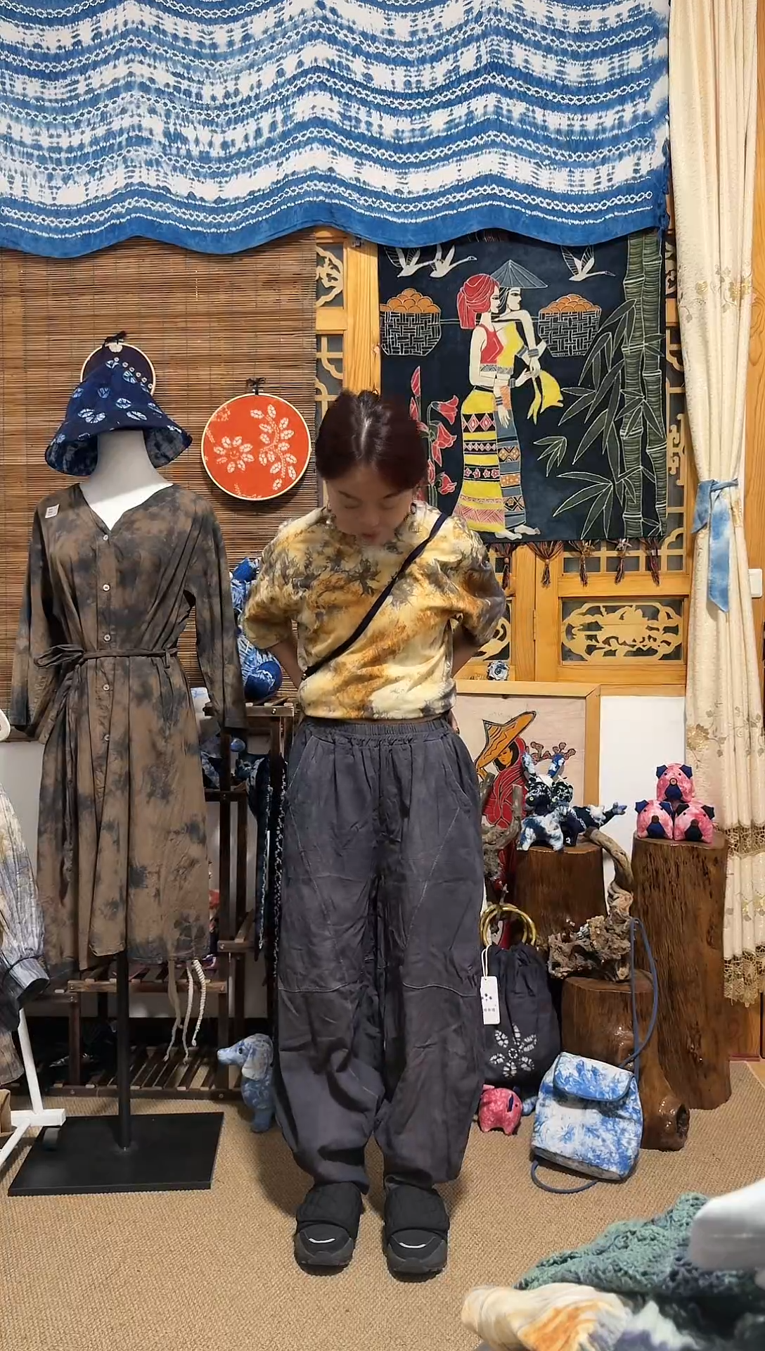 【闪购商品】植物染色扎染工艺裤子