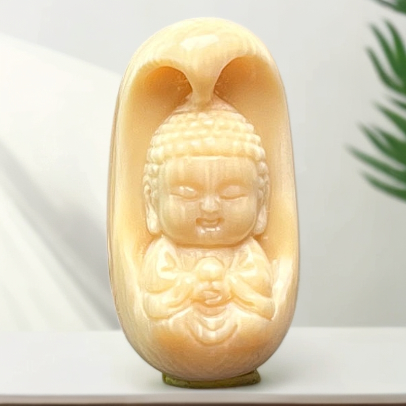 猛犸牙雕刻弥勒佛吊坠项链挂件隔珠手串DIY配件